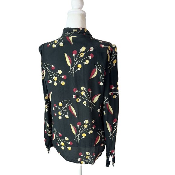 What Goes Around Comes Around 100% Silk Bow Blouse | Vintage 80s Art Deco size M - Picture 5 of 12